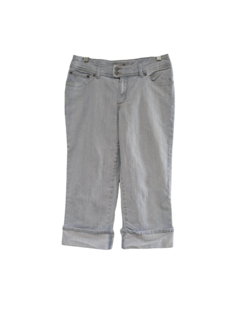 Chico's Platinum Women's Denim Cuffed Capri Jeans, Light Blue Wash, Size 0 Small